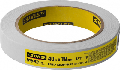 Малярный скотч STAYER 19мм х 40м, креповый МОТОУДАЧА. Магазин мототехники и садового инвентаря с доставкой по всей России