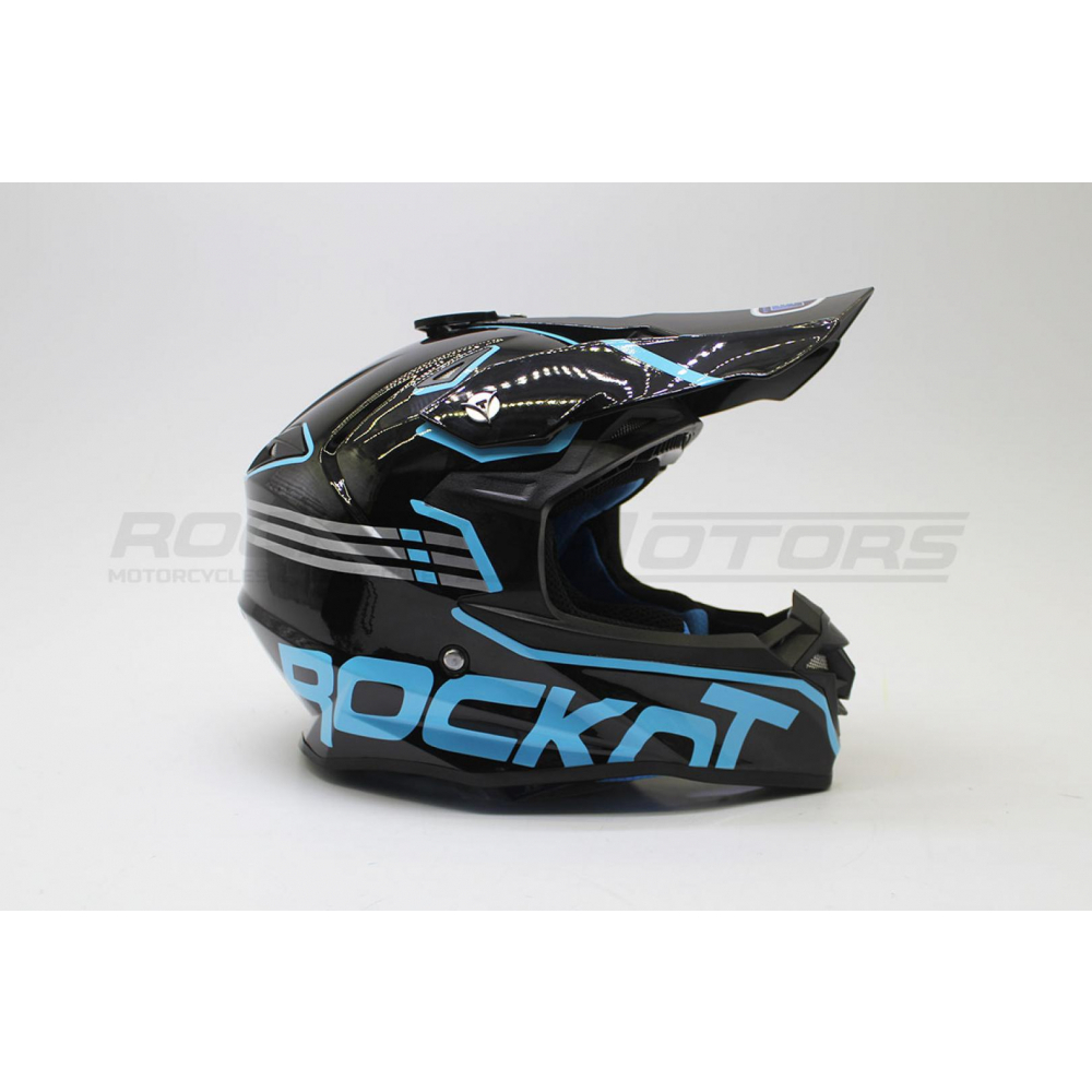 Шлем кроссовый ROCKOT RM-216 Wave (L) (черный/синий глянцевый) МОТОУДАЧА. Магазин мототехники и садового инвентаря с доставкой по всей России