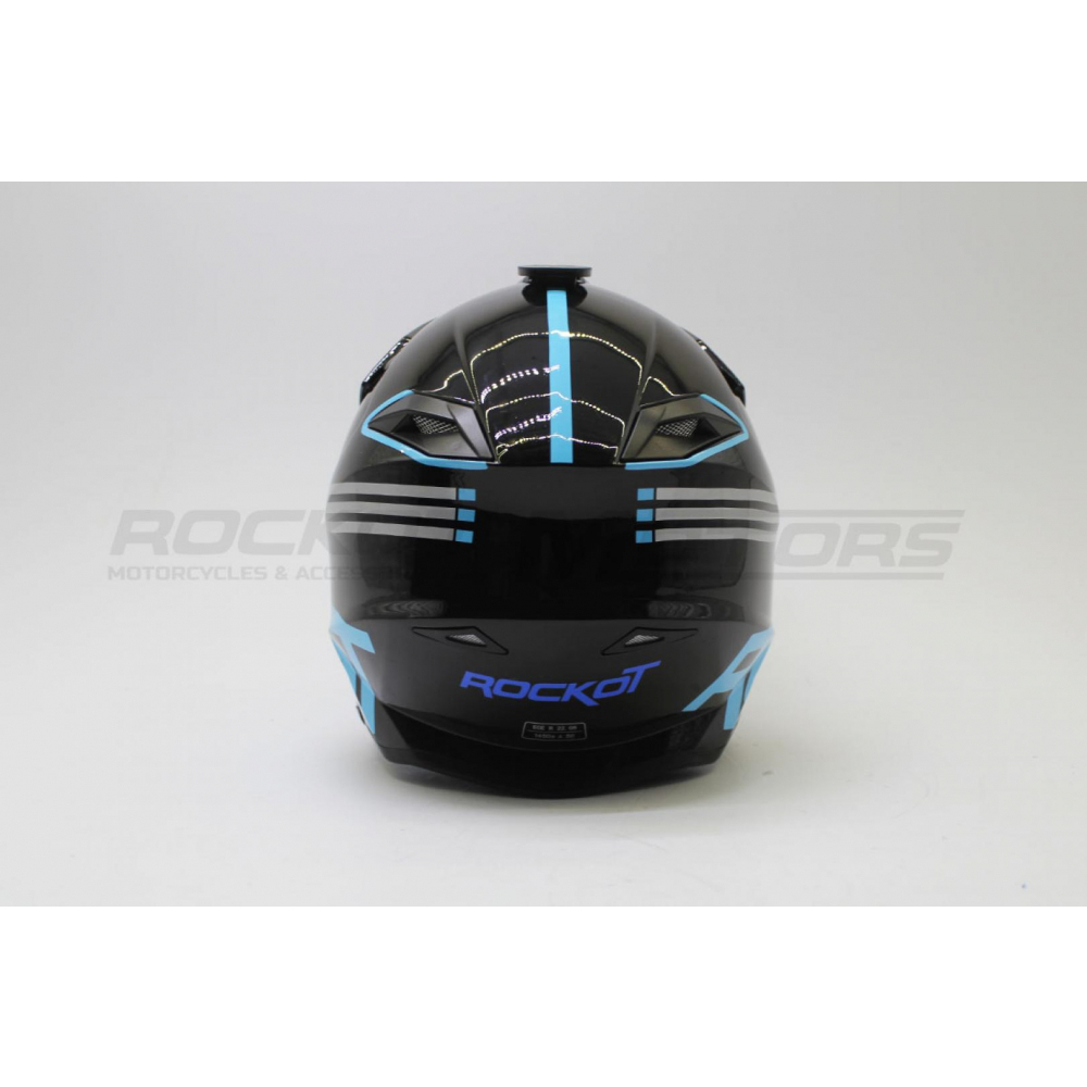 Шлем кроссовый ROCKOT RM-216 Wave (L) (черный/синий глянцевый) МОТОУДАЧА. Магазин мототехники и садового инвентаря с доставкой по всей России
