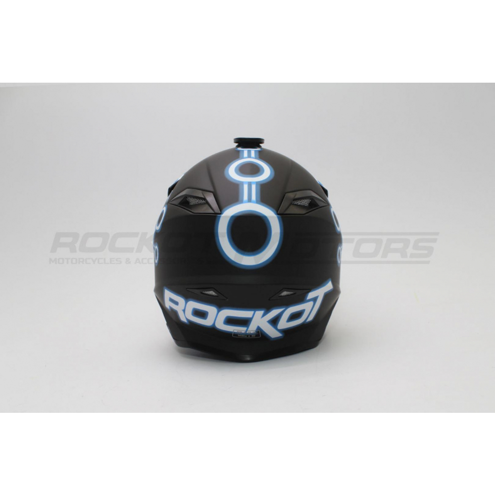 Шлем кроссовый ROCKOT RM-216 Tron (S) (черный/белый/синий матовый) МОТОУДАЧА. Магазин мототехники и садового инвентаря с доставкой по всей России