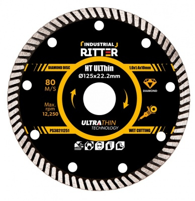 Диск алмазный Ritter HT UL Thin 125х22.23мм (1,0х1,4х10) для камня и керамогранита МОТОУДАЧА. Магазин мототехники и садового инвентаря с доставкой по всей России