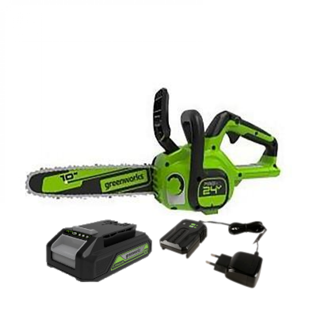 Цепная пила аккумуляторная GreenWorks G24CS25K2, 24V, 25см, c АКБ 2Ач и ЗУ МОТОУДАЧА. Магазин мототехники и садового инвентаря с доставкой по всей России