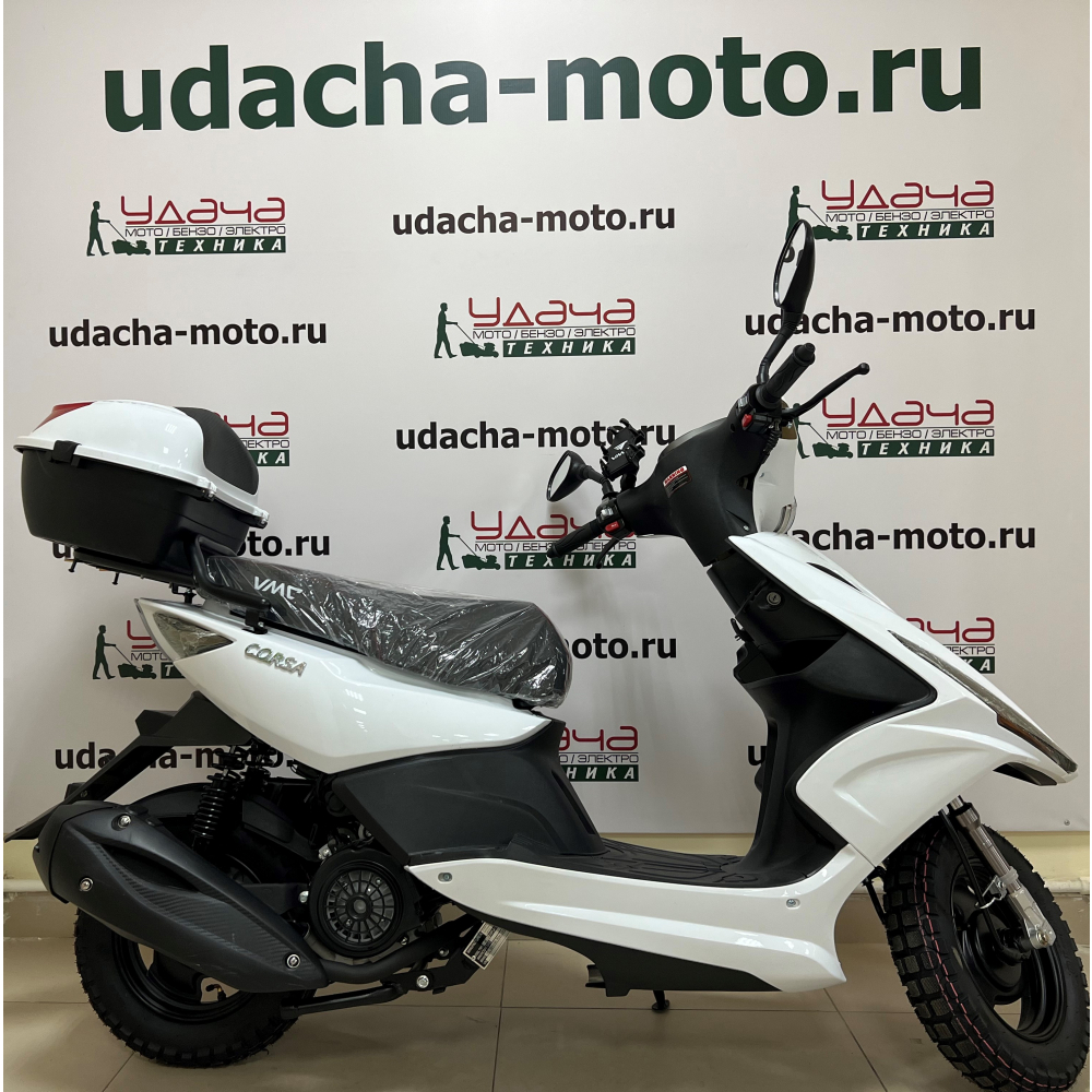 Скутер CORSA BY49QT-2A 49см3 (150) сигнализация (С КОФРОМ) Белый МОТОУДАЧА. Магазин мототехники и садового инвентаря с доставкой по всей России
