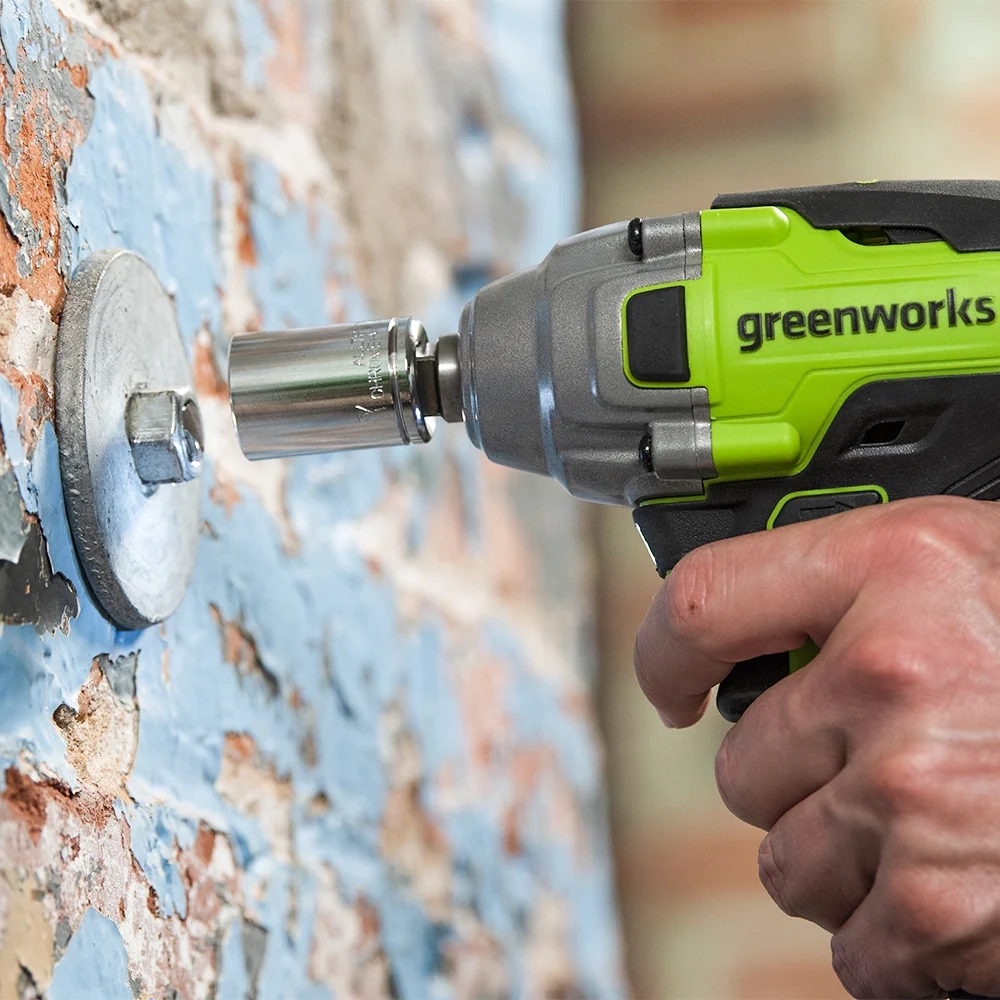 24В Гайковерт ударный аккумуляторный Greenworks GD24IW, 24V, бесщеточный, без АКБ и ЗУ МОТОУДАЧА. Магазин мототехники и садового инвентаря с доставкой по всей России