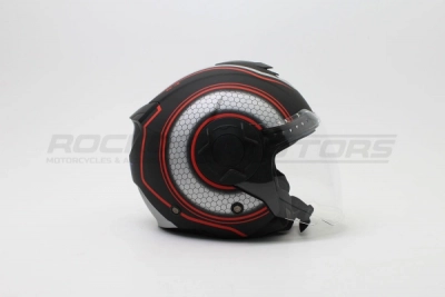 Шлем открытый с двойным стеклом ROCKOT PD-625 KL (M) (черный/красный матовый) МОТОУДАЧА. Магазин мототехники и садового инвентаря с доставкой по всей России