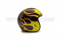 Шлем открытый с козырьком ROCKOT RM-391 Classic Flame (XS) (черный/оранжевый глянцевый) МОТОУДАЧА. Магазин мототехники и садового инвентаря с доставкой по всей России