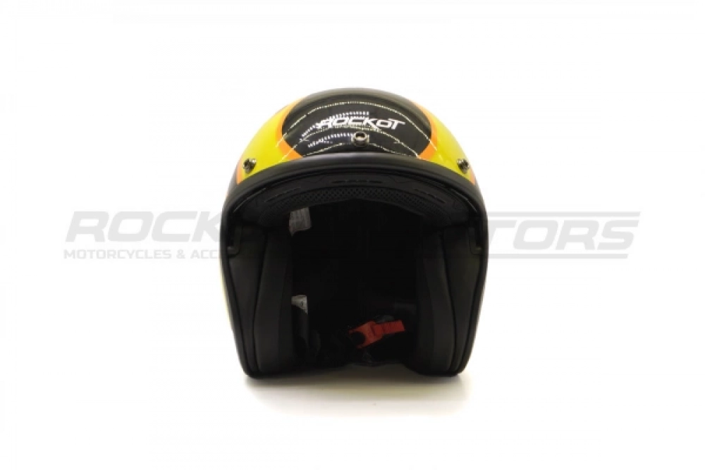 Шлем открытый с козырьком ROCKOT RM-391 Classic Flame (XS) (черный/оранжевый глянцевый) МОТОУДАЧА. Магазин мототехники и садового инвентаря с доставкой по всей России