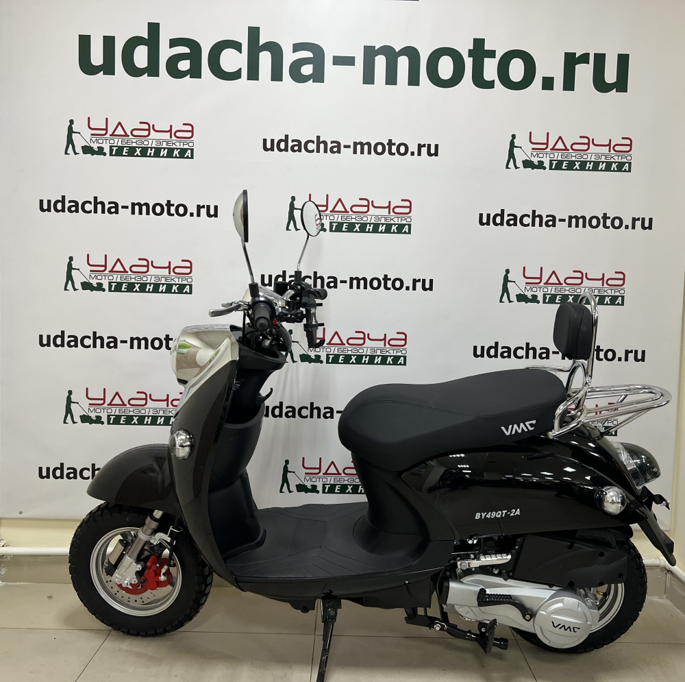 Скутер VENTO RETRO 49cc (150) сигнализация (99кг/100кг) (BLACK) Чёрный глянцевый МОТОУДАЧА. Магазин мототехники и садового инвентаря с доставкой по всей России