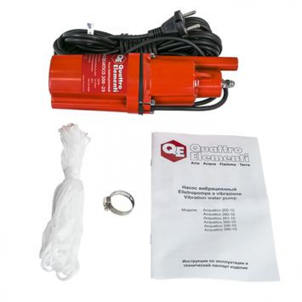 Насос вибрационный QUATTRO ELEMENTI Acquatico 200-25 (200 Вт, 960 л/ч, для чистой, 40м, кабель 25 м, МОТОУДАЧА. Магазин мототехники и садового инвентаря с доставкой по всей России