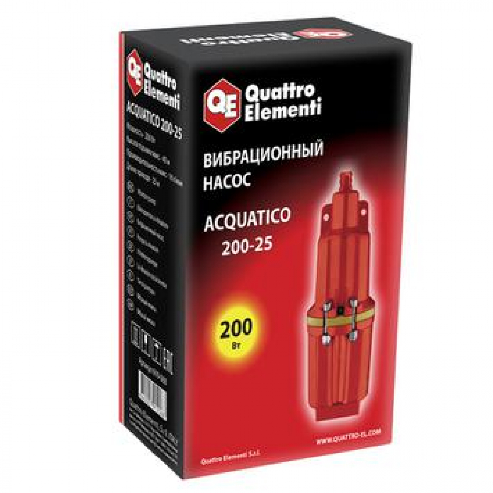 Насос вибрационный QUATTRO ELEMENTI Acquatico 200-25 (200 Вт, 960 л/ч, для чистой, 40м, кабель 25 м, МОТОУДАЧА. Магазин мототехники и садового инвентаря с доставкой по всей России