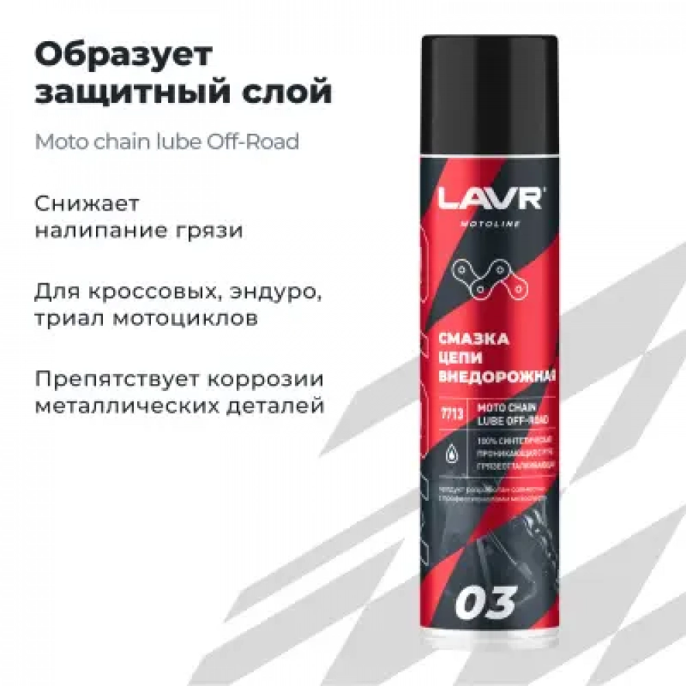 LAVR MOTO Смазка цепи Внедорожная, 400мл МОТОУДАЧА. Магазин мототехники и садового инвентаря с доставкой по всей России