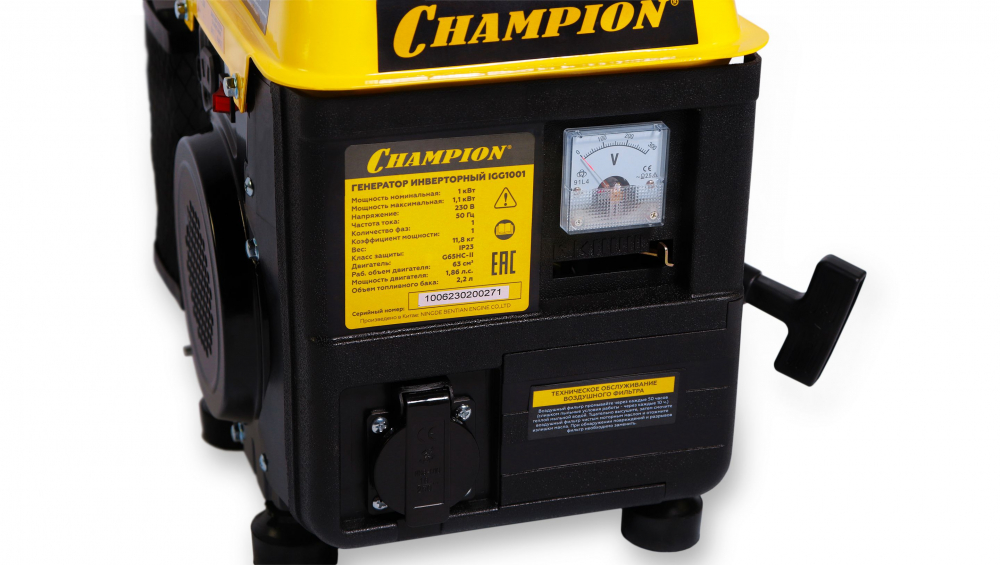 Генератор    CHAMPION  IGG1001 (1/1,1кВт 1,86лс 2Т 2,2л 12В 11,8кг) МОТОУДАЧА. Магазин мототехники и садового инвентаря с доставкой по всей России