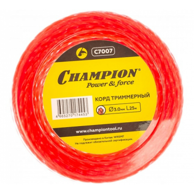 Корд трим.CHAMPION  Twisted Square 3.0мм* 25м (витой квадрат), CHAMPION, C7007 МОТОУДАЧА. Магазин мототехники и садового инвентаря с доставкой по всей России