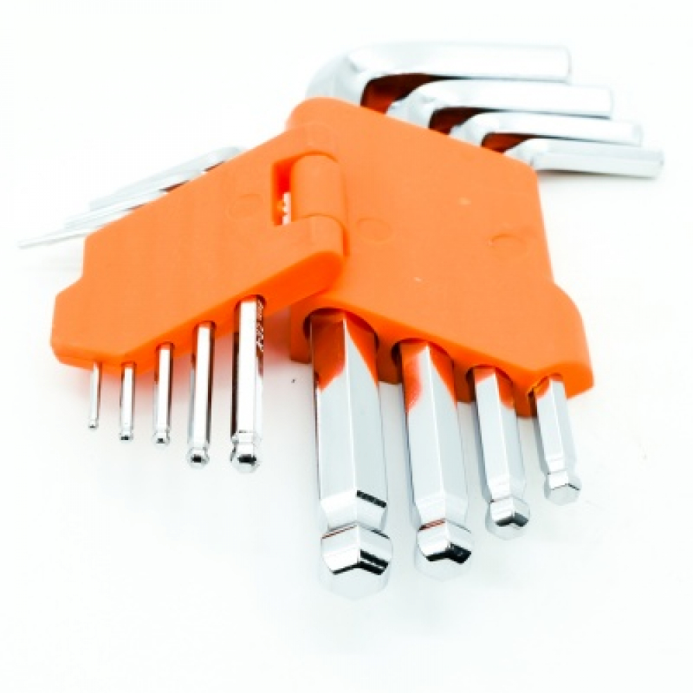 Набор ключей Bohrer шестигранных (имбусовых) HEX с шаром (1,5; 2; 2,5; 3; 4; 5; 6; 8; 10 мм) (9 шт.) (сталь CrV HRC 56-62) МОТОУДАЧА. Магазин мототехники и садового инвентаря с доставкой по всей России