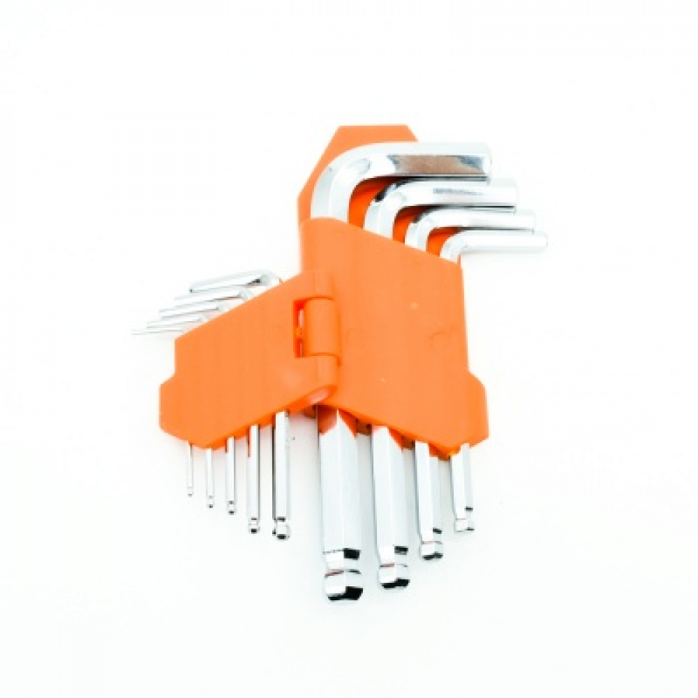 Набор ключей Bohrer шестигранных (имбусовых) HEX с шаром (1,5; 2; 2,5; 3; 4; 5; 6; 8; 10 мм) (9 шт.) (сталь CrV HRC 56-62) МОТОУДАЧА. Магазин мототехники и садового инвентаря с доставкой по всей России