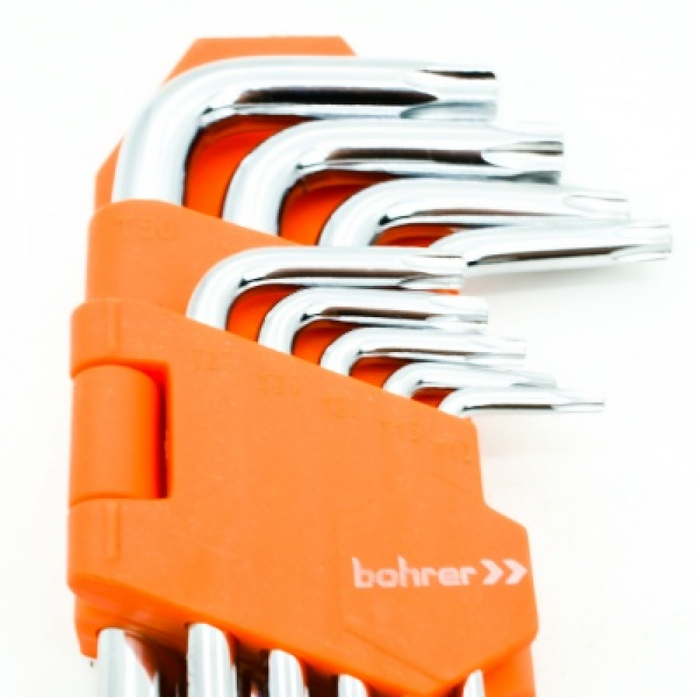 Набор ключей Bohrer шестигранных (имбусовых) TORX (T10;T15;T20;T25;T27;T30;T40;T45;T50) (9 шт.) (ста МОТОУДАЧА. Магазин мототехники и садового инвентаря с доставкой по всей России
