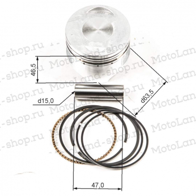 Поршень в сб. 163FML-2 (CB200-C) 163FML (CG200-A) d=63,5 Мотоцикл Удача. Магазин садового инвентаря и техники в Калуге