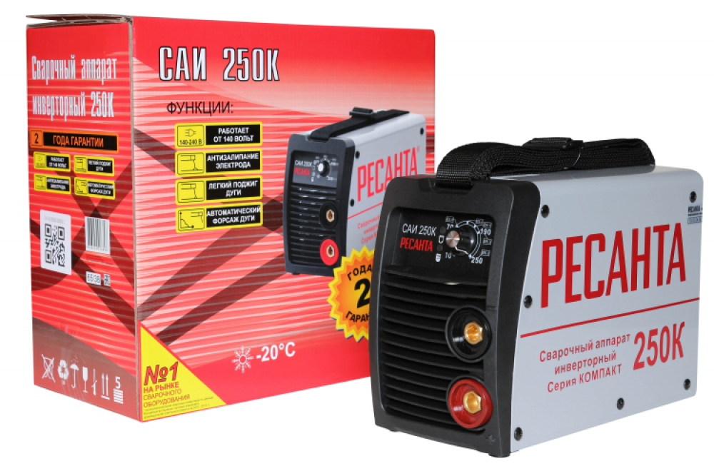 АКЦИЯ! Сварочный аппарат инверторный САИ250К (компакт) Ресанта МОТОУДАЧА. Магазин мототехники и садового инвентаря с доставкой по всей России
