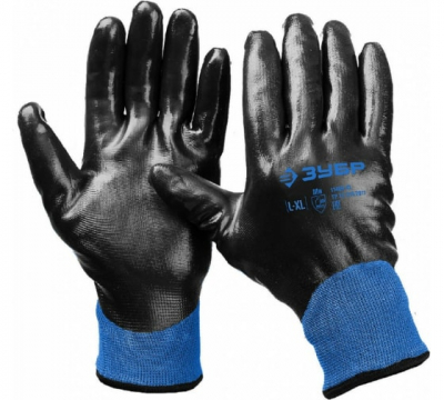 Утеплённые двухслойные перчатки ЗУБР АРКТИКА, акрил+нейлон, с нитриловым обливом, размер L-XL Удача. Магазин садового инвентаря и техники в Калуге