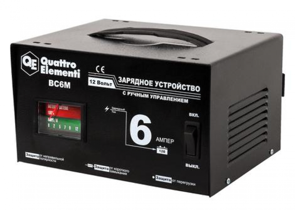 Зарядное устройство QUATTRO ELEMENTI BC  6M (12В, 6А) МОТОУДАЧА. Магазин мототехники и садового инвентаря с доставкой по всей России