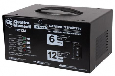 Зарядное устройство QUATTRO ELEMENTI BC12A (12В, 12 / 6 А) автомат МОТОУДАЧА. Магазин мототехники и садового инвентаря с доставкой по всей России