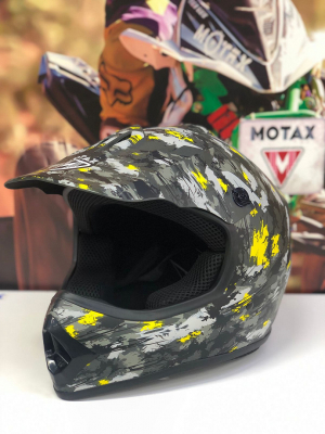 Шлем кроссовый MOTAX желтый камуфляж S (49-50) J Удача. Магазин садового инвентаря и техники в Калуге