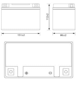 Габаритные размеры аккумулятора Delta CT 1211
